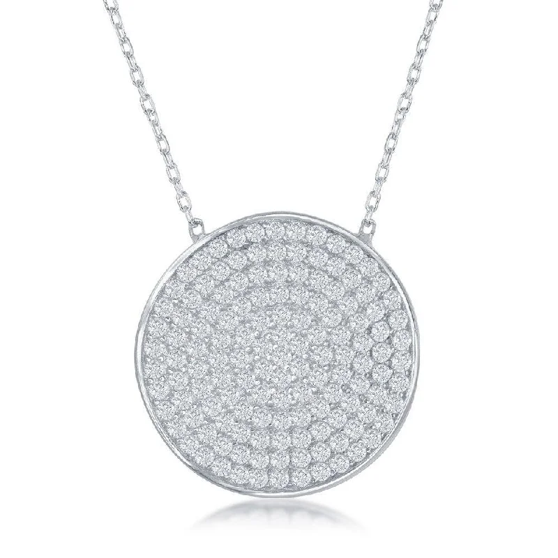 Sterling Silver Center Round Cubic Zirconia Necklace