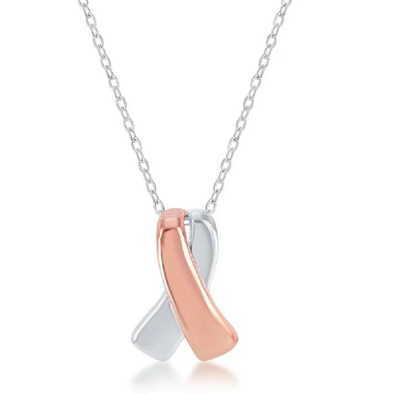 Sterling Silver Two Tone Awareness Ribbon Necklace