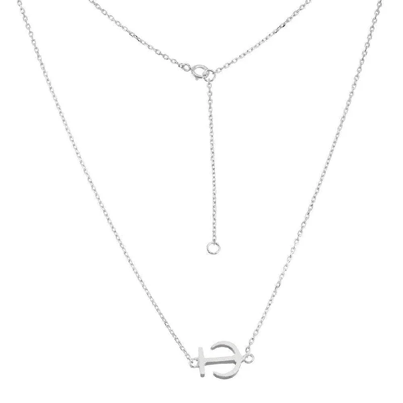 Sterling Silver Matte Anchor Design Necklace