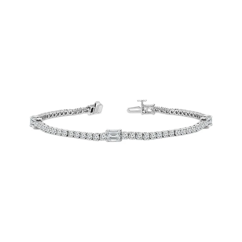 5.00 Carat Round and Baguette Cut Lab Grown Diamond Tennis Bracelet