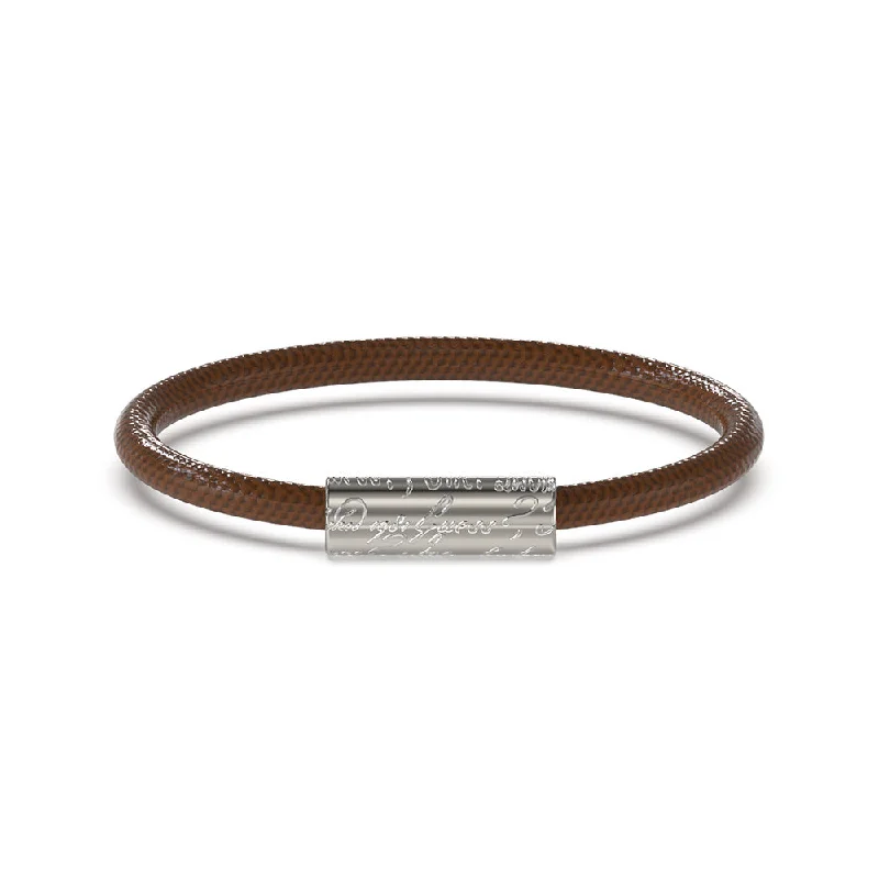 Guess Men's Jewellery Stainless Steel 6mm Script Brown Leather Bracelet