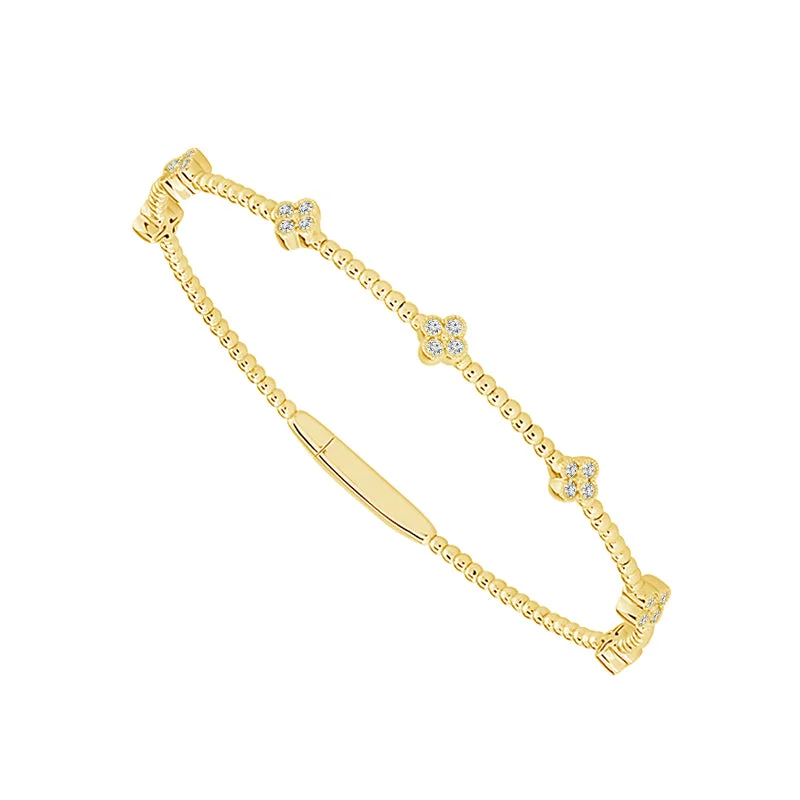 3/8 Ctw Flower Flexible Diamond Bangle Bracelet in Yellow Gold