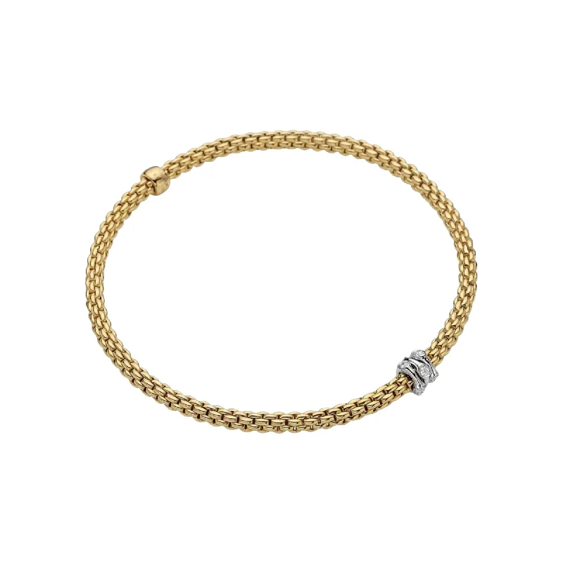 FOPE 18K YELLOW GOLD PRIMA COLLECTION FLEX'IT BRACELET WITH DIAMONDS - SZ MED