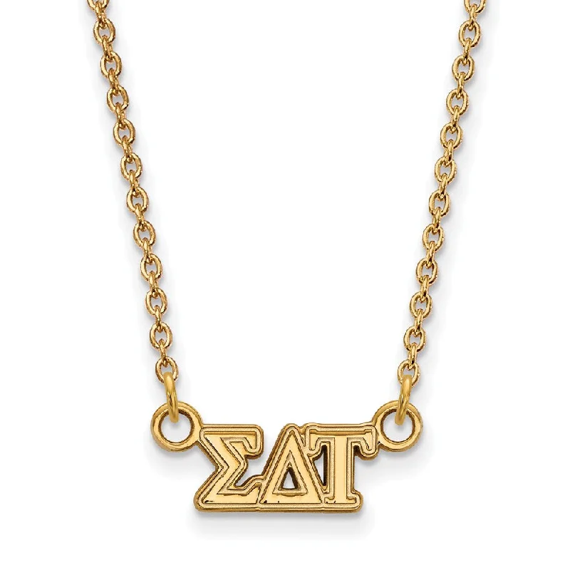 14K Plated Silver Sigma Delta Tau XS (Tiny) Greek Letters Necklace