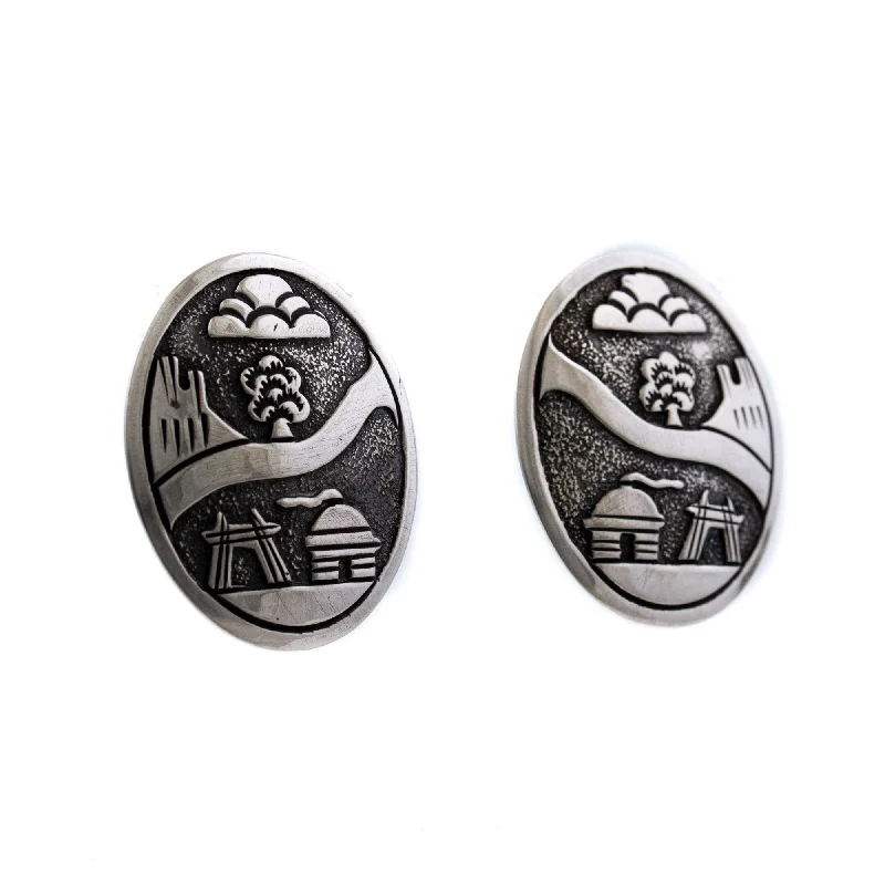 Oval Hopi Overlay Earrings