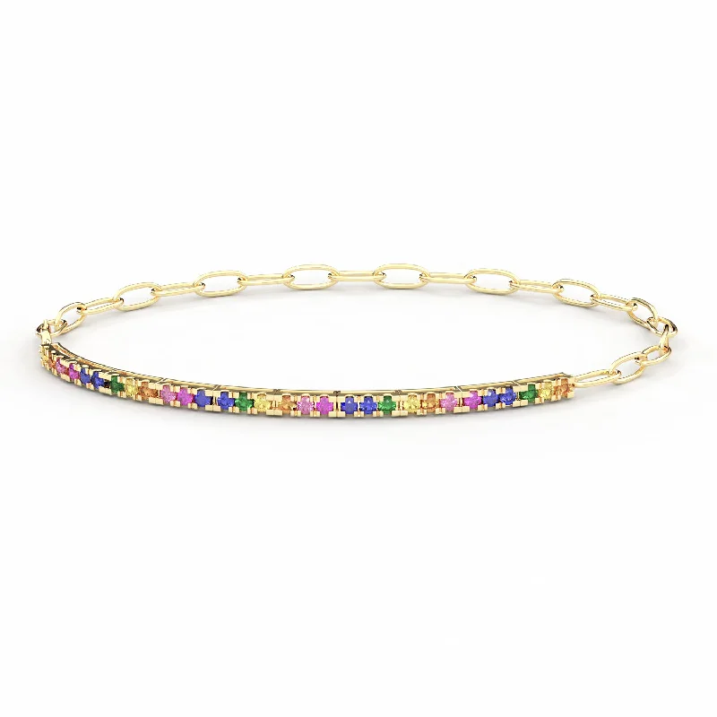 Multicolor Sapphire Bar Bracelet