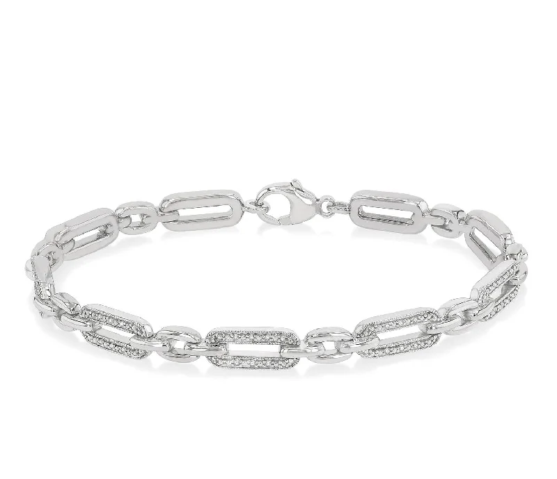 Paper Clip Diamond Tennis Bracelet - 1/6 Carat