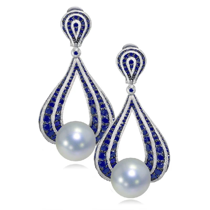 Gold Twist Earrings With Pearl & Sapphires