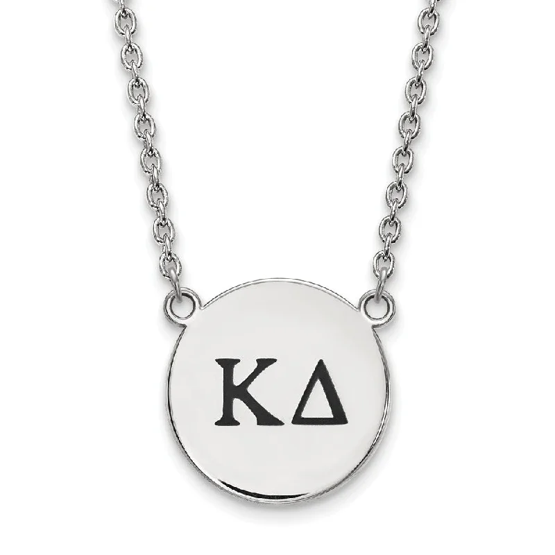 Sterling Silver Kappa Delta Large Enamel Greek Letters Necklace