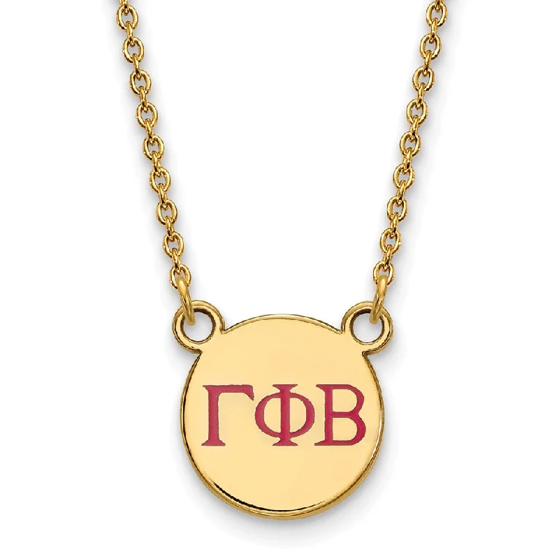 14K Plated Silver Gamma Phi Beta Sm Pink Enamel Greek Letters Necklace