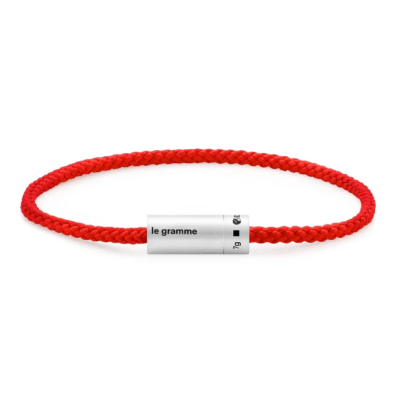 LE GRAMME MEN'S 7G RED NATO CABLE BRACELET WITH STERLING SILVER SCREW CLOSURE