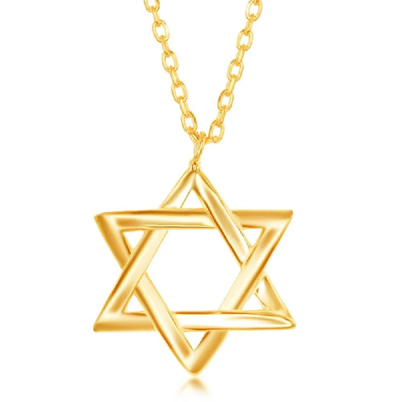 Sterling Silver Star of David Necklace - Gold Plated