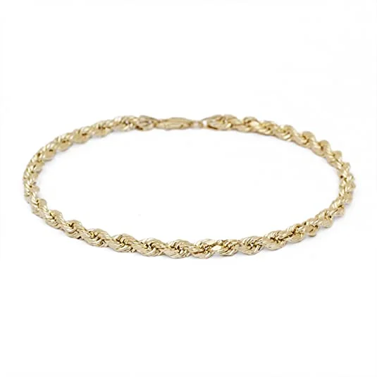 10 Karat Yellow Gold 8 Inch 4mm Diamond Rope Bracelet