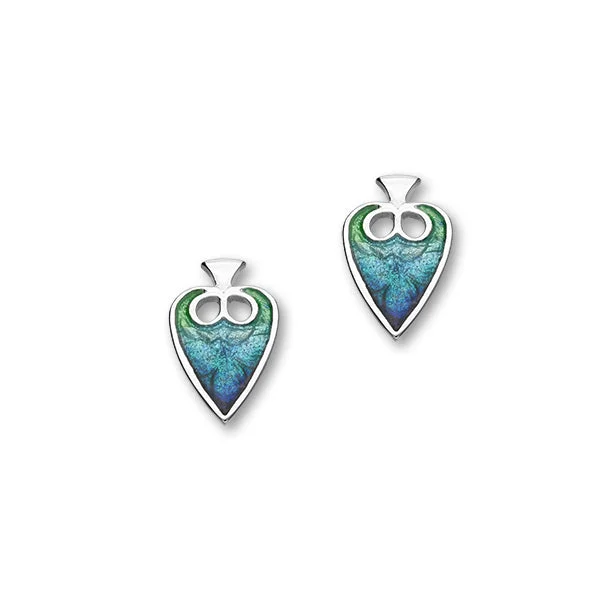 Meadow Sterling Silver & Blue Enamel Leaf Stud Earrings, EE175