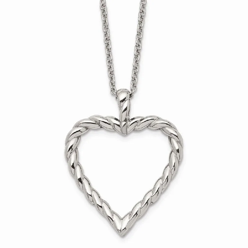 Stainless Steel Twisted Heart Pendant Necklace