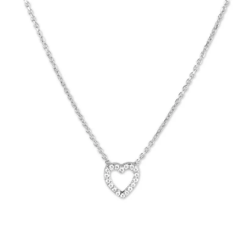 Sterling Silver Tiny Open CZ Heart Necklace