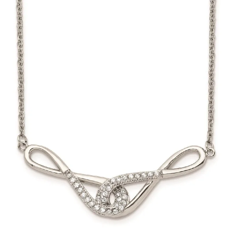 Stainless Steel Polished Infinity Symbols with CZs Necklace