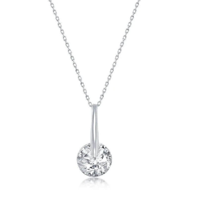 Sterling Silver Spinning Round Cubic Zirconia Necklace