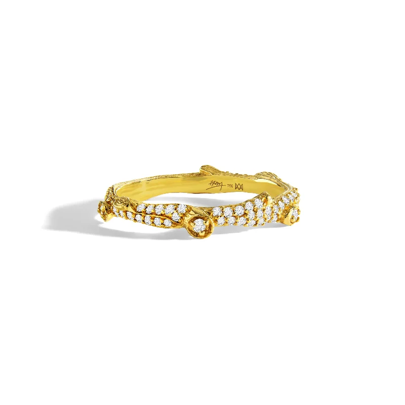 Enchanted Forest Pave Stack Ring with Diamonds - Gold