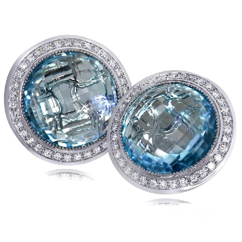 Gold Symbolica Earrings with Blue Topaz & Diamonds