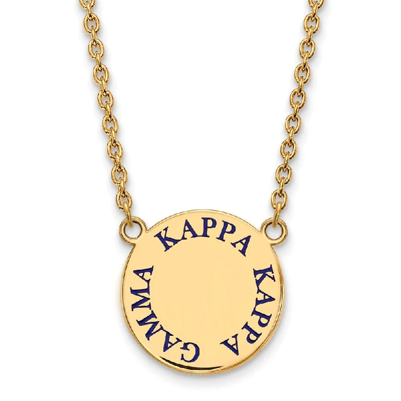 14K Plated Silver Kappa Kappa Gamma Large Blue Enamel Necklace