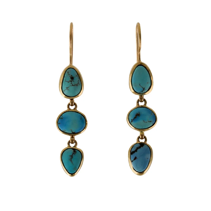 14K "Desert Skies" Vibrant Blue Turquoise Earrings