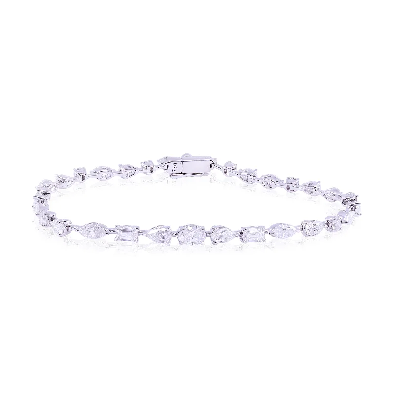 18K WHITE GOLD MIXED CUT DIAMOND BRACELET - 4.72CTW