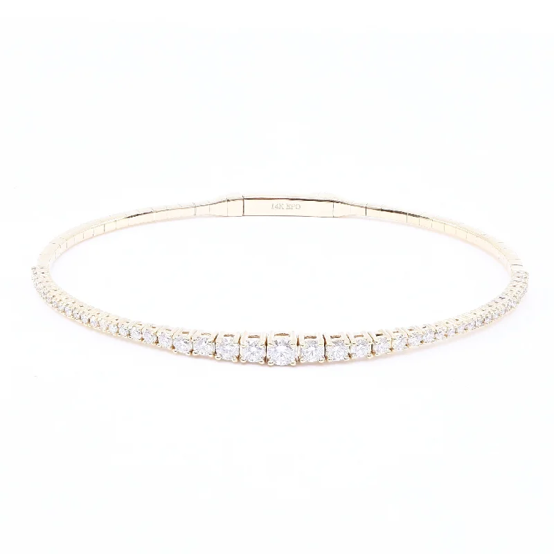 14K YELLOW GOLD GRADUATED DIAMOND FLEX BRACELET - 1.18CTW