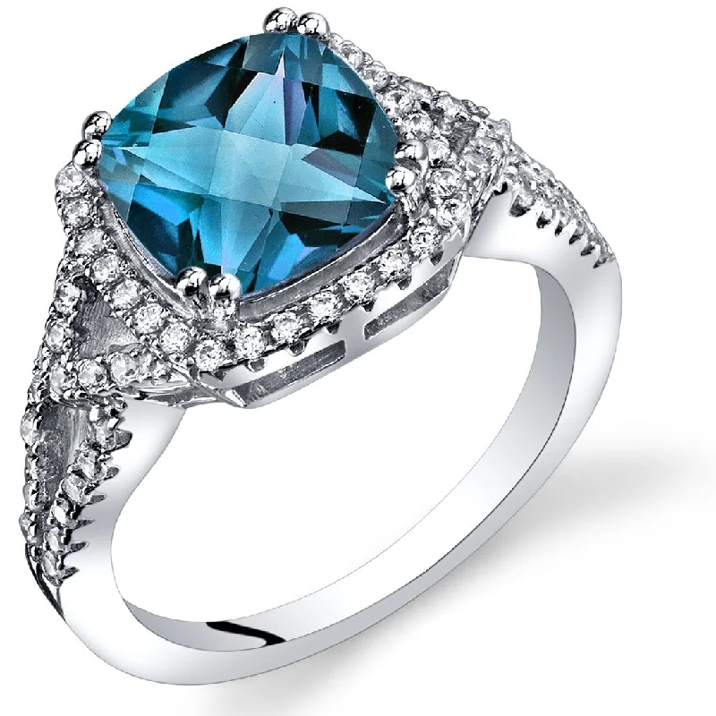 Sterling Silver 2.75 ct London Blue Topaz Cocktail Ring