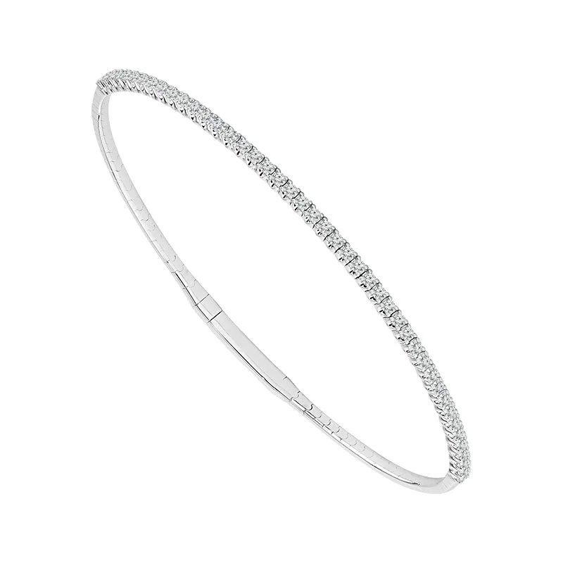 1/2 Ctw Flexible Diamond Bangle Bracelet in 14 Karat White Gold