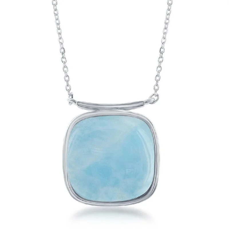 Sterling Silver Square Shape Larimar Necklace