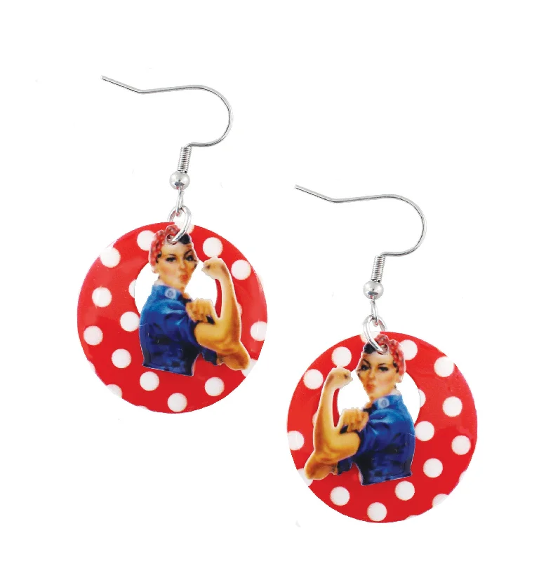 Rosie the Riveter Cutout Hoop Earrings