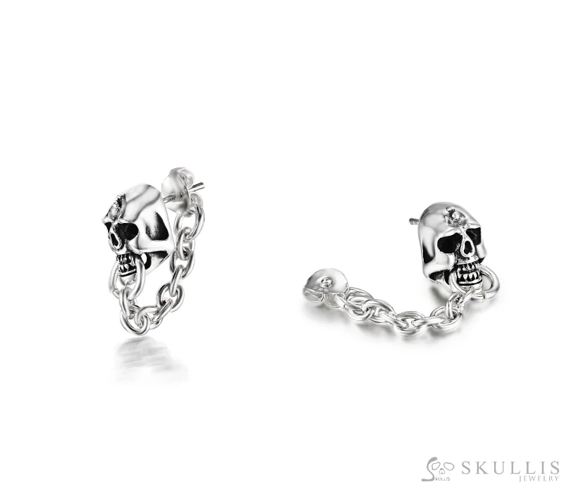 Sterling Silver Skull Earrings