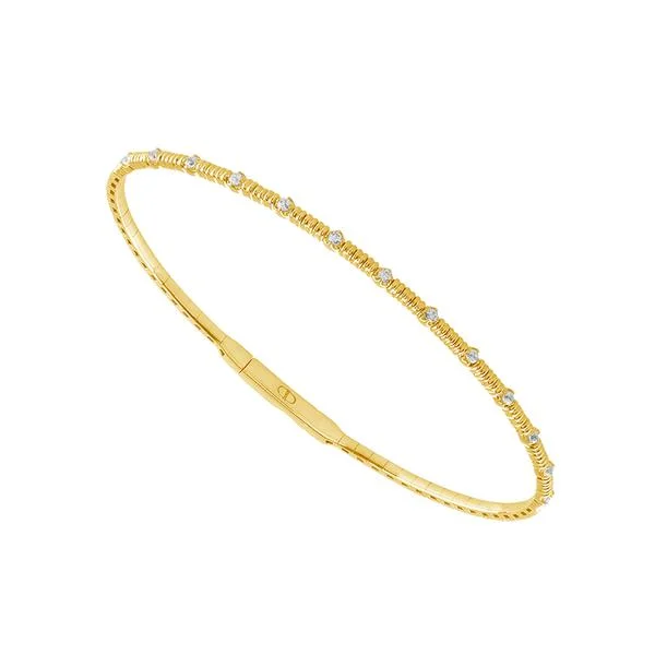 14k Yellow Gold 0.20ctw Flexible Diamond Bangle Bracelet