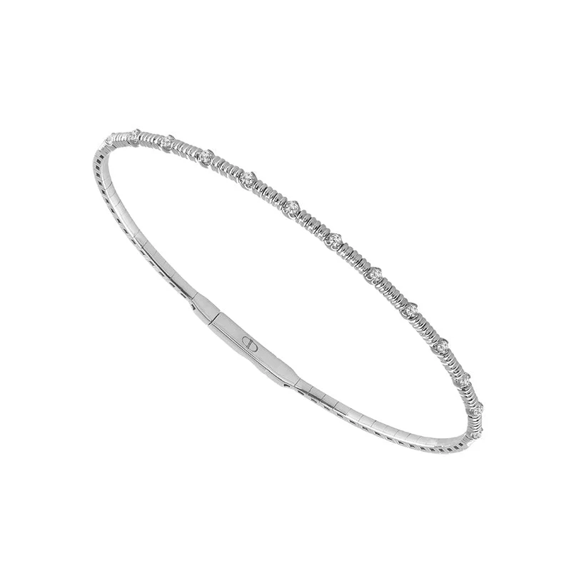 1/5 Ctw Flexible Diamond Bangle Bracelet in 14 Karat White Gold