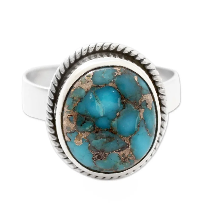 NOVICA Handmade Sterling Silver 'Blue Sky in Jaipur' Turquoise Ring (India)