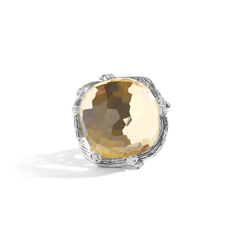 Enchanted Forest Ring with Gold Doublet and Diamonds - 21mm