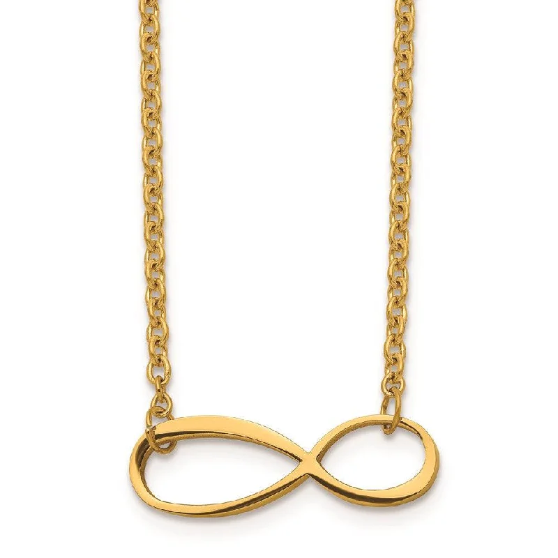 Stainless Steel Infinity Yellow IP-plated Polished Necklace