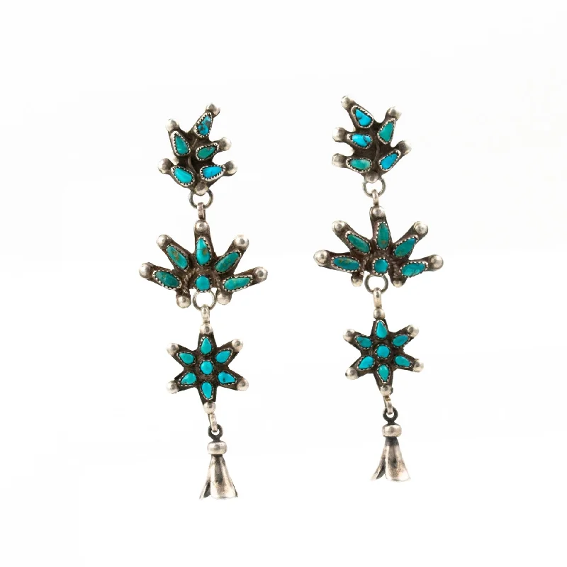 Needle Point Turquoise Drop Earrings