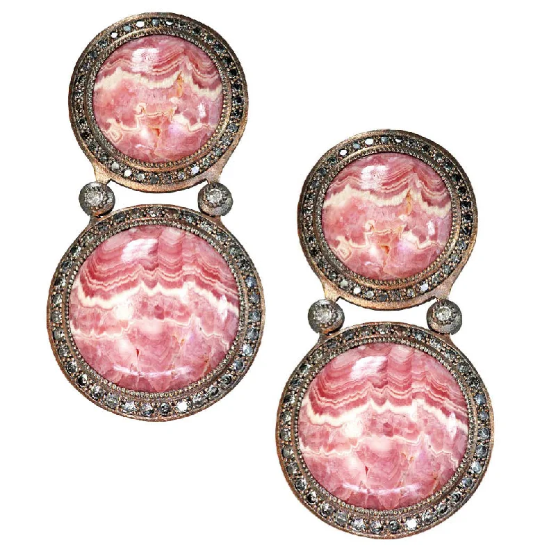 Silver Symbolica Earrings with Rhodochrosite & Diamonds