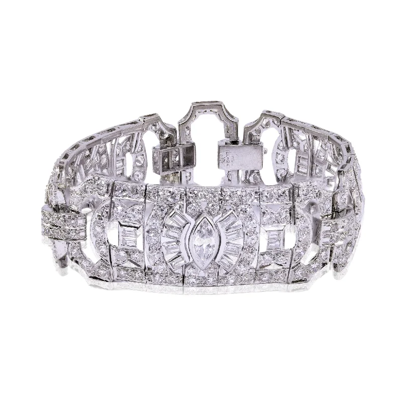 ESTATE PLATINUM ART DECO DIAMOND BRACELET - 3.75CTW