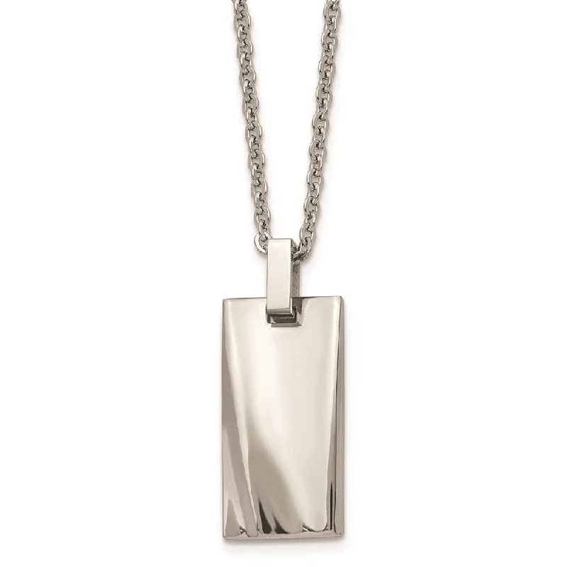 Stainless Steel Polished Concave 22in Necklace