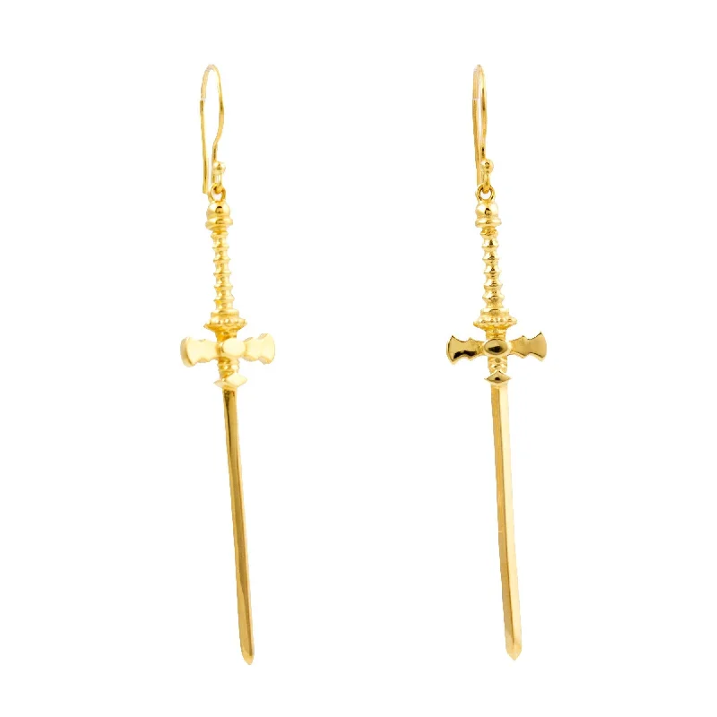 Gold "Defender" Sword Earrings