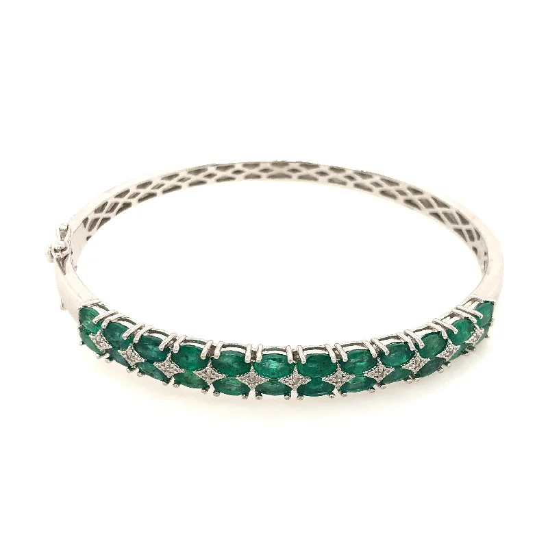 Sterling Silver 5.65ctw Emerald and White Topaz Bracelet