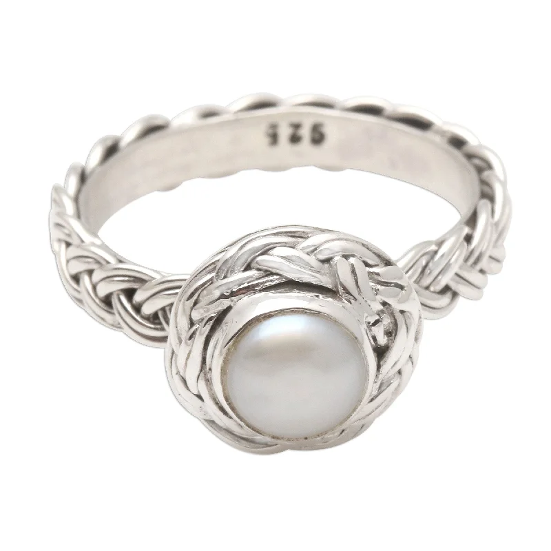 Novica Handmade Soul Of Amlapura Cultured Pearl Cocktail Ring