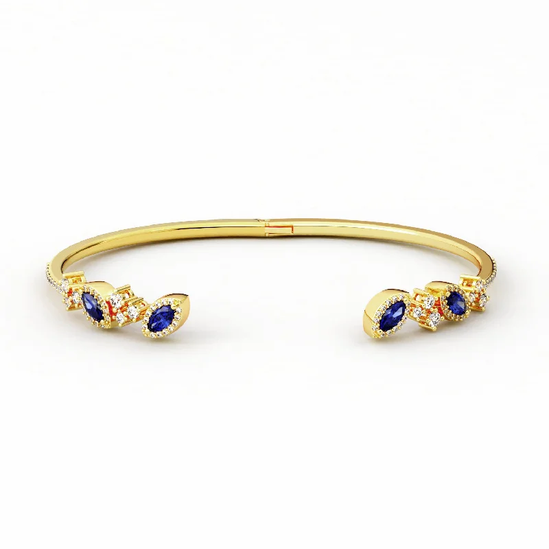 Sapphire and Diamond Mixed Shape Bangle