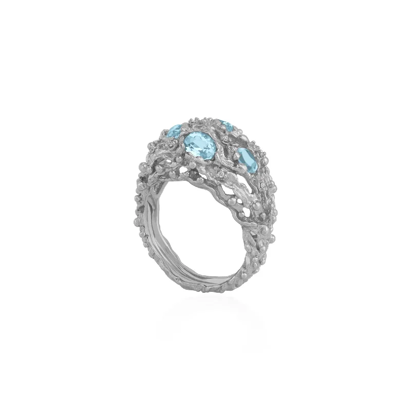 Ocean Ring with Blue Topaz and Diamonds