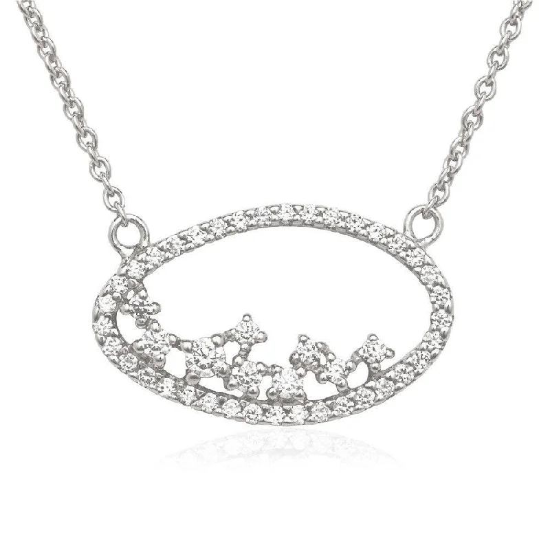 Sterling Silver Open Oval Cubic Zirconia Necklace