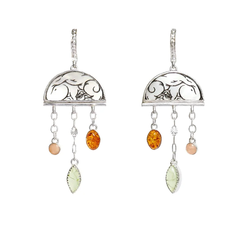 BOMBELLI . SUPER .  Half Moon Jewel Drop Earrings