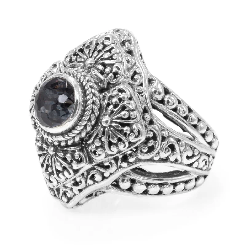 Sterling Silver Janyl Adair Black Knight™ Mystic Quartz Dinner Ring